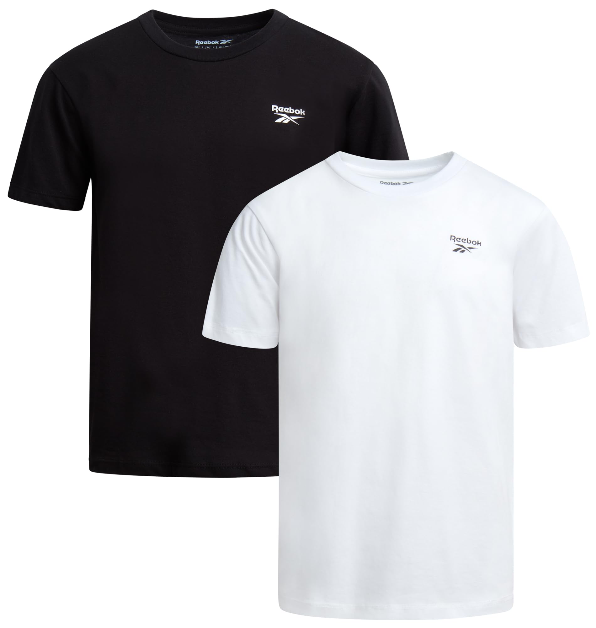 Reebok Boys Shirts - 2 Pack Short Sleeve Logo Cotton T Shirt for Boys - Summer Kids Clothes T-Shirts for School and Play